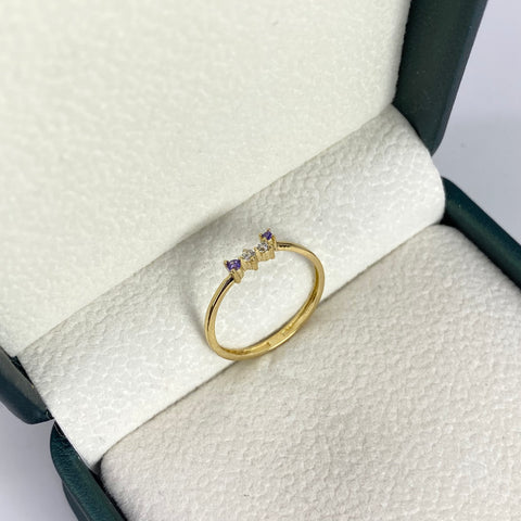 Anillo Circones Blancos Oro amarillo 18k / Talla 5 3/4 / 0,99 Gr