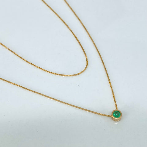Set Cadena  Veneciana + Dije Esmeralda Oro amarillo 18k 1,1 Gr / 0,5 mm / 45 Cm †