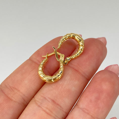 Candongas Texturizadas Oro amarillo 18k 1,12 Gr / 1,5 Cm *