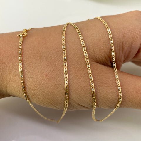 Cadena Italy Plana Diamantada Tres oros 18k 2,05 Gr / 1 mm / 45 Cm *
