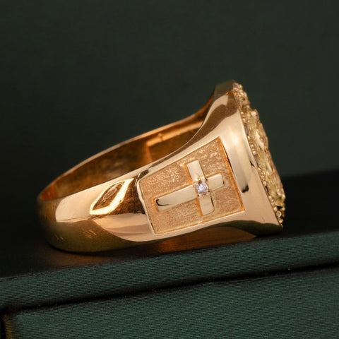 Anillo Virgen Guadalupe Circones Blancos Oro amarillo / Talla 10 / 8,41 Gr †