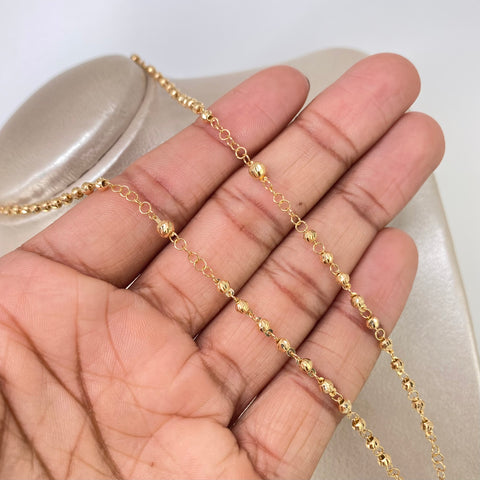 Rosario Virgen Milagrosa Bolas Diamantadas 4/3mm Oro amarillo 5,47 Gr / 45 Cm *