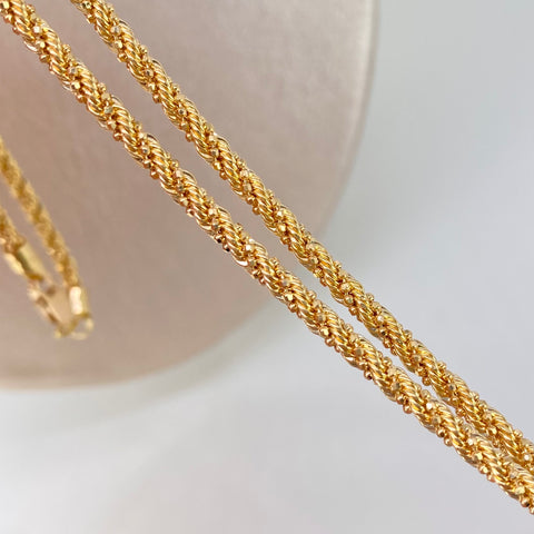 Cadena ● Lazo Trenzado Mini Militar Oro amarillo 18k +3 / 11,3 Gr / 2,7 mm / 60 Cm
