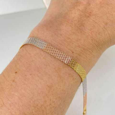 Pulso ● Chino Tres oros 18k +1 / 3,64 Gr / 5,3 mm / 20,2 Cm *