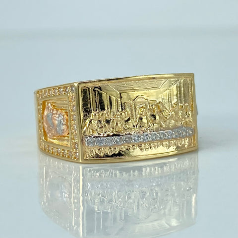 Anillo La Ultima Cena Circones Blancos Oro amarillo y Oro blanco / Talla 11 / 9,45 Gr †