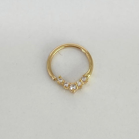 Piercing Aro Circones Blancos / Oro Amarillo 18k (Joya) / 0,49gr / 1.1cm / (Nariz) *