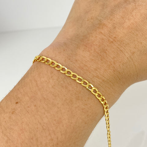 Pulso ● Cubano Oro amarillo 18k +1 / 2 Gr / 3,5 mm / 19 Cm