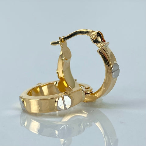 Candongas Tornillos CT  Oro amarillo y Oro blanco 18k 1,78 Gr / 1,6 Cm *