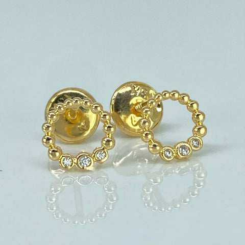 Topos Circulo Circones Blancos Oro amarillo 18k 0,7 Gr / 6,6 mm *
