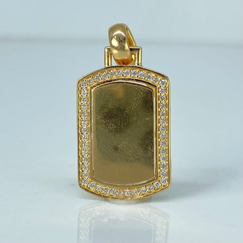 Dije Placa Rectangular Circones Blancos Oro amarillo 3,95 Gr / 3,3 Cm †
