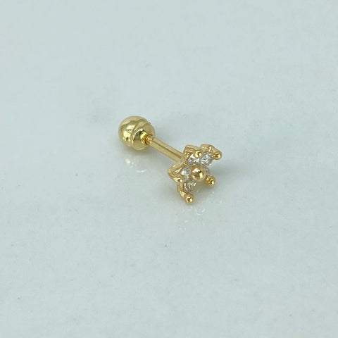Piercing Flor Circones Blancos / Oro Amarillo 18k (Joya) / 0,42gr / 1.1cm / (Oreja) *