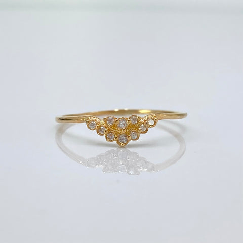 Anillo Circones Blancos Oro amarillo 18k / Talla 6 3/4 / 0,78 Gr *
