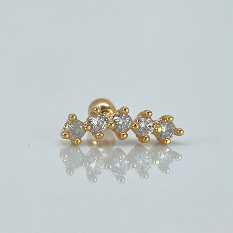 Piercing Cinco Circones Blancos / Oro Amarillo 18k (Joya) / 0,66gr / 1.1cm / (Oreja) †