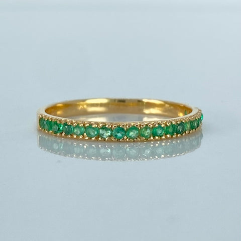 Anillo Churumbela 20 Esmeraldas 0.2CT Oro amarillo 18k / Talla 5 3/4 / 1,25 Gr / 1,3 mm  *