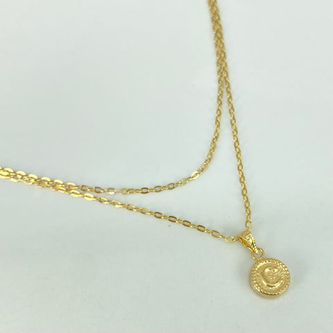 Set Cadena ● Aro Seguido + Dije Letra C Oro amarillo 18k 1,1 Gr / 1,5 mm / 45 Cm *