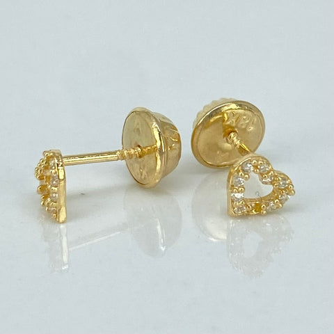 Topos Corazon Circones Blancos Oro amarillo 18k 0,55 Gr / 4,7 mm