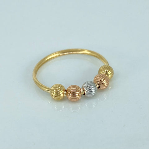 Anillo Bolas Diamantadas Oro amarillo 18k / Talla 5 3/4 / 0,91 Gr