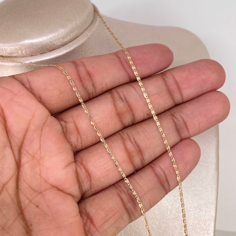 Cadena ● Plana Diamantada Tres oros 18k 2 Gr / 1,2 mm / 50 Cm