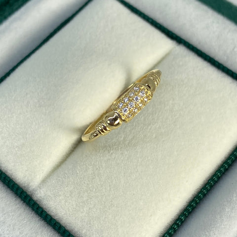 Anillo Centro Circones Blancos Oro amarillo 18k / Talla 5 / 1,24 Gr *