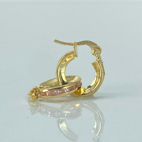 Candongas Circones Rosas Oro amarillo 18k 1,26 Gr / 1,2 Cm *