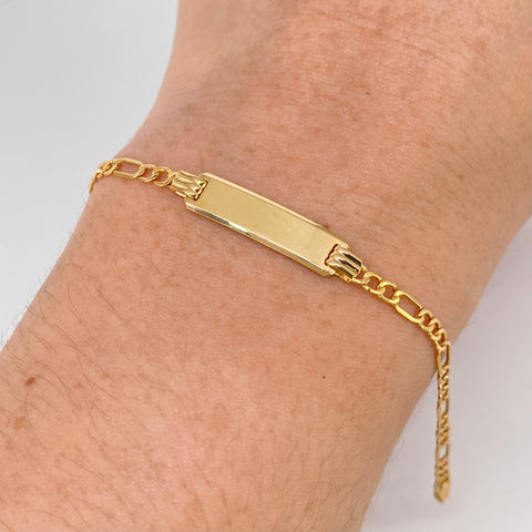 Pulso bebé ● Placa Tres Por Uno 3x1 Oro amarillo 18k 2,01 Gr / 2,7 mm / 14,5 Cm *