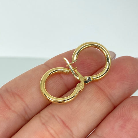 Candongas Redondas Lisas Oro amarillo 18k 1,27 Gr / 1,5 Cm