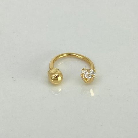 Piercing Aro Circon Blanco / Oro Amarillo 18k (Joya) / 0,45gr / 1.1cm / (Oreja) *