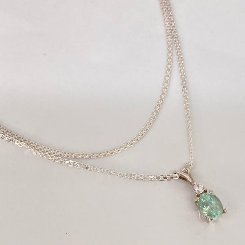 Set Cadena China + Dije Esmeralda 100PTS Plata 925 3,35 Gr / 1,6 mm / 50 Cm *