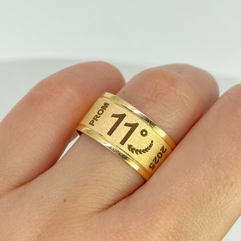 Anillo Argolla Diamantada PROM 11° Oro amarillo 18k / Talla 9 / 3 Gr