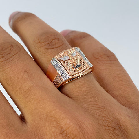 Anillo San Miguel Arcangel Circones Blancos Oro blanco y Oro rosa / Talla 11 / 8,75 Gr