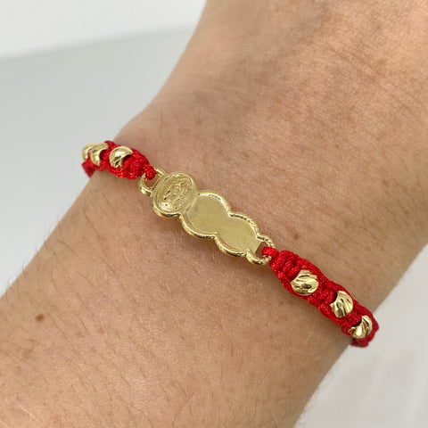 Pulsera tejida Placa Bebe Virgen Guadalupe / BD 6uni 4mm Hilo Rojo Oro amarillo 1,06 Gr *