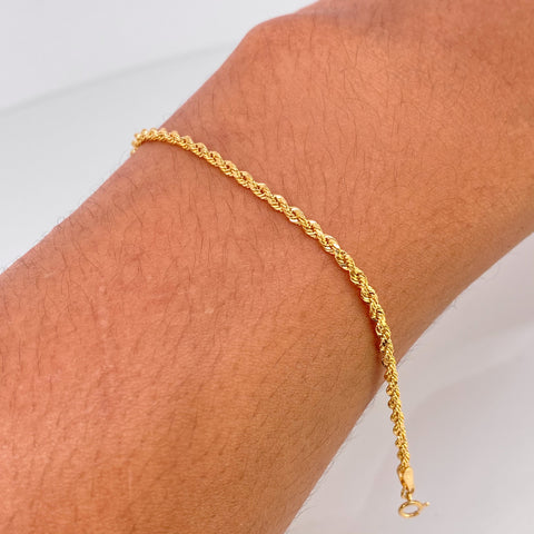Pulso ● Lazo Oro amarillo 18k +1 / 1,61 Gr / 2,1 mm / 19 Cm *