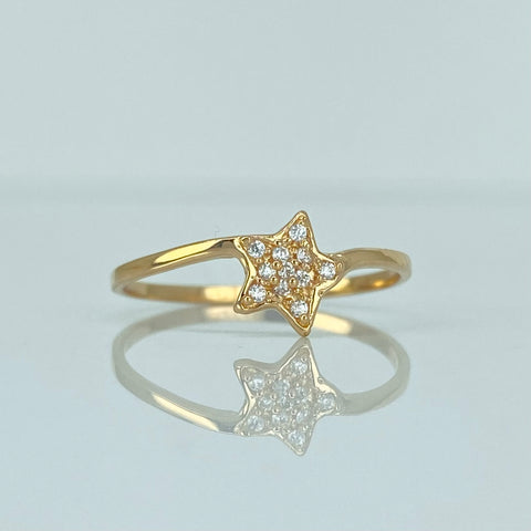 Anillo Estrella Circones Blancos Oro amarillo 18k / Talla 7 / 1 Gr