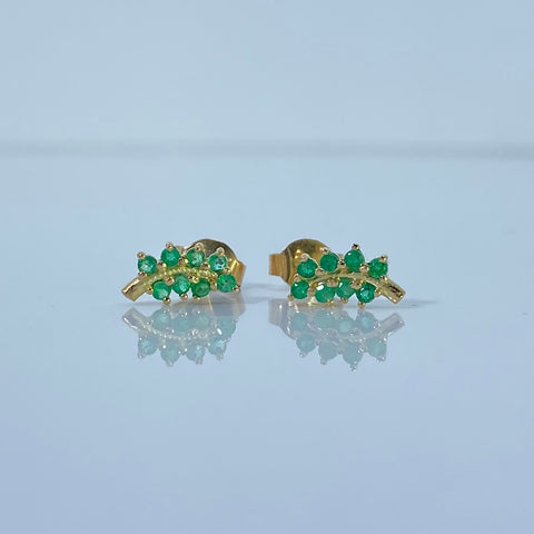 Topos Espiga / 18 Pts Esmeraldas Oro amarillo 18k 1,15 Gr / 5 mm †