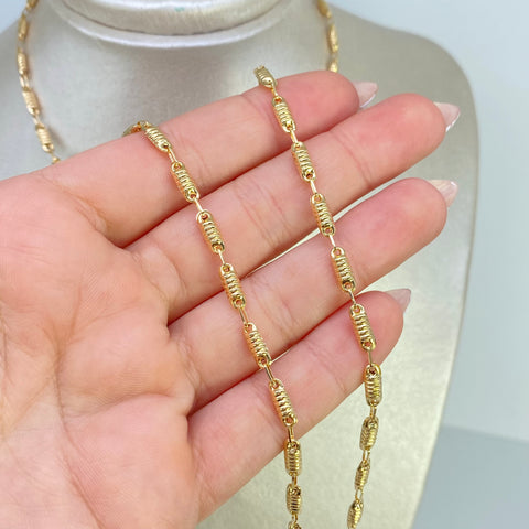 Cadena Rustico Cilindros Oro amarillo 18k 7,75 Gr / 3,3 mm / 60 Cm †