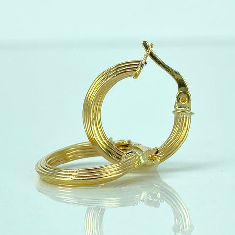 Candongas Entorchadas Rayadas Oro amarillo 1,3 Gr / 1,8 Cm †