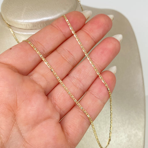 Cadena ● Escalera Plana Diamantada Tres oros 18k 1,34 Gr / 1,2 mm / 45 Cm *