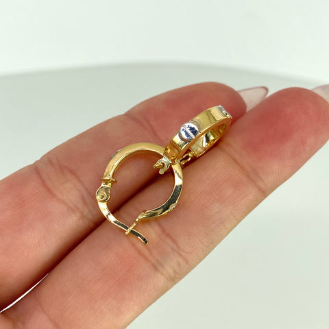Candongas CT Oro amarillo y Oro blanco 18k 2,06 Gr / 1,8 Cm  *