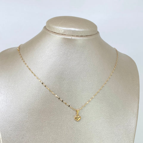 Set Cadena ● Crispeta + Dije Corazon Oro amarillo 18k 1,1 Gr / 1,5 mm / 50 Cm *