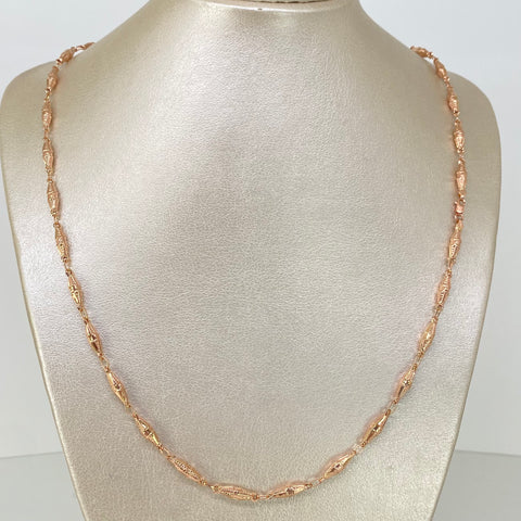 Cadena Rustico Eslabones Rombos Diamantados Oro rosa 18k 7,00 Gr / 4 mm / 60 Cm