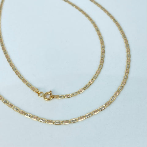 Cadena ● Escalera Plana Diamantada Tres oros 18k 4,37 Gr / 2 mm / 60 Cm *