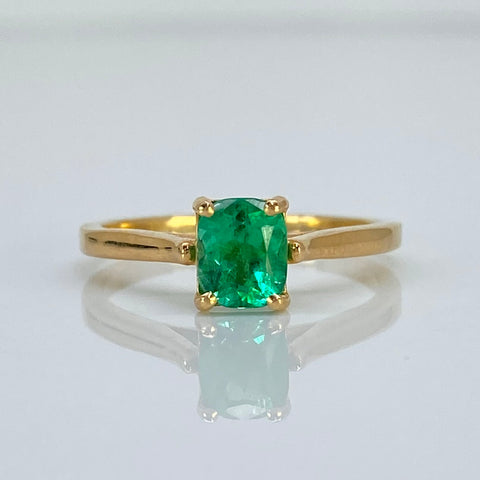 Anillo Solitario Cuadro 75 Pts De Esmeralda Oro amarillo 18k / Talla 7 / 2,80 Gr †