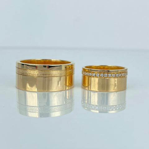 Anillo Argollas Matrimoniales Circones Blancos POR FABRICACION Oro amarillo 18k / Talla 10 / 28,1 Gr *