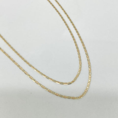 Cadena ● Escalera Plana Diamantada Tres oros 18k 1,5 Gr / 1,2 mm / 50 Cm †