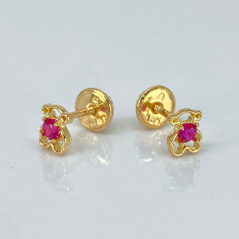 Topos Osos TS Circon Fucsias Oro amarillo 18k 0,76 Gr / 4,4 mm *