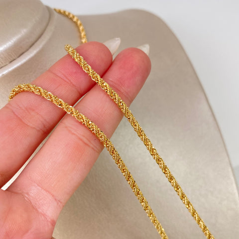Cadena ● Lazo Trenzado Mini Militar Oro amarillo 18k +3 / 11,3 Gr / 2,7 mm / 60 Cm
