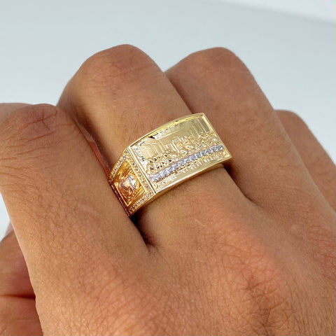 Anillo La Ultima Cena Circones Blancos Oro amarillo y Oro blanco / Talla 11 / 9,45 Gr †