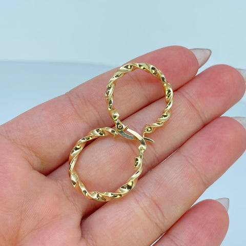 Candongas Melcochas Rectangular Oro amarillo 18k 1,78 Gr / 2,4 Cm †