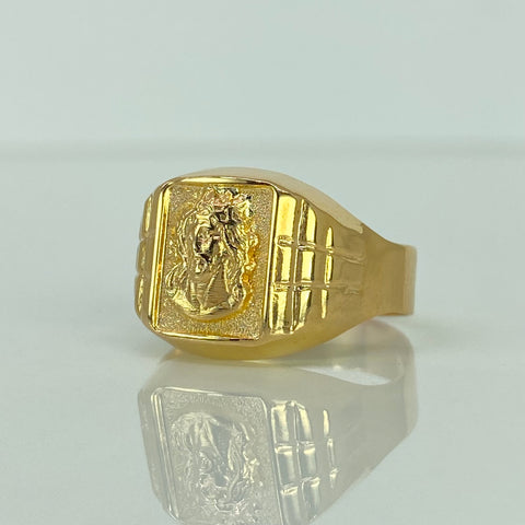 Anillo Sello Rostro De Jesus Arenado Oro amarillo 18k / Talla 9 1/4 / 4 Gr