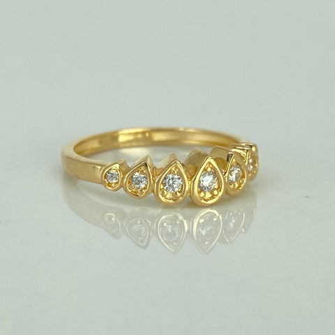 Anillo Churumbela Gotas Circones Blancos Oro amarillo 18k / Talla 6 / 2,45 Gr †